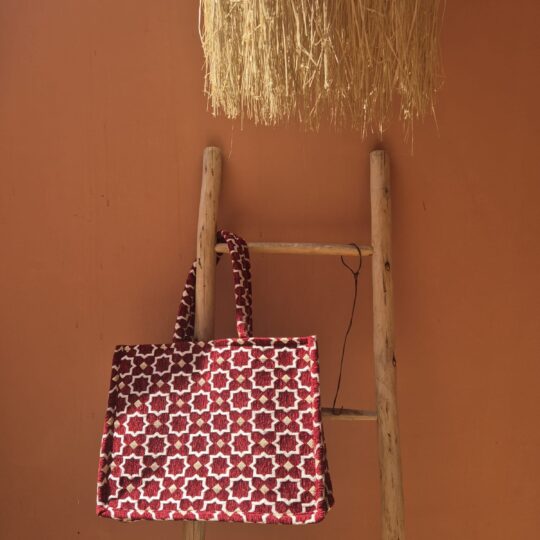 Handgemaakte shopper Rood+ 2x clutch + portemonnee
