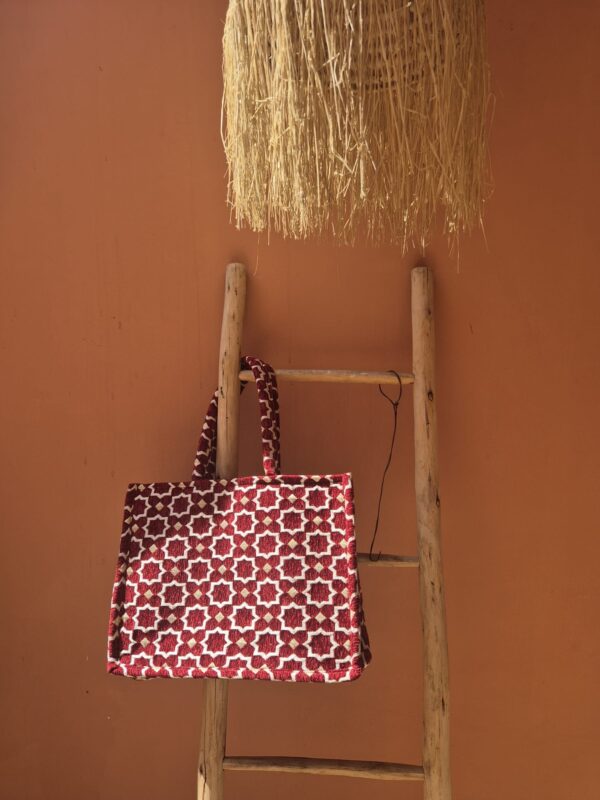 Handgemaakte shopper Rood+ 2x clutch + portemonnee